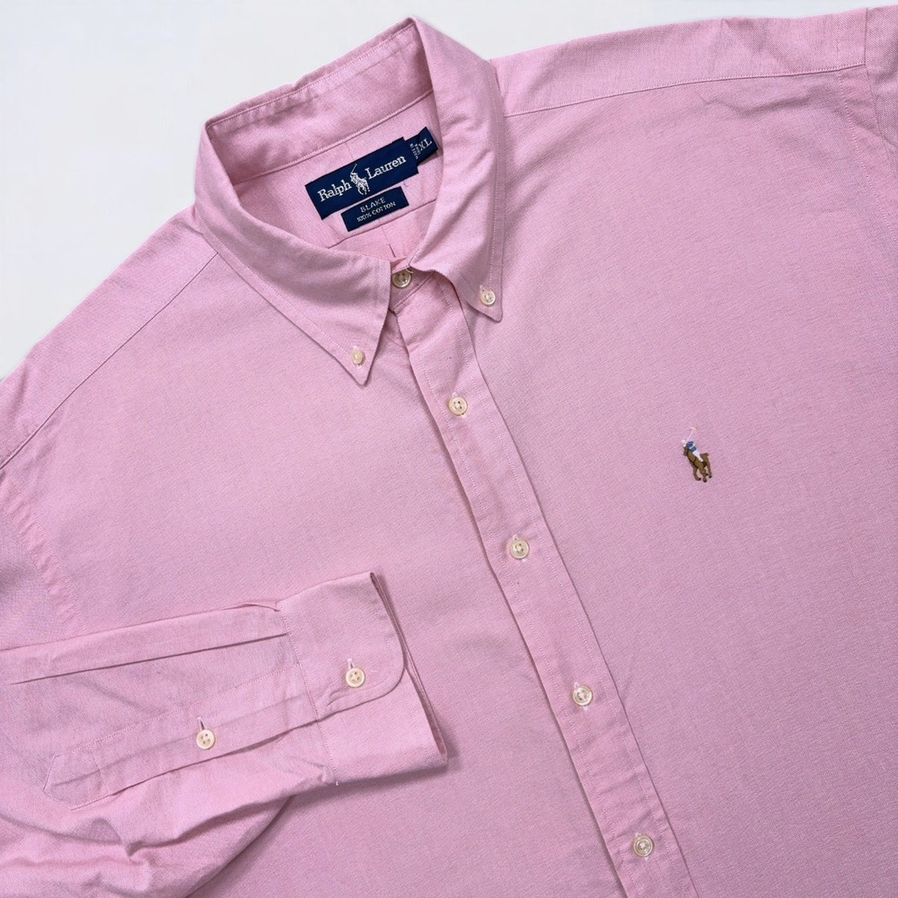 Ralph Lauren Blake Button Down Shirt Men's XL Pink Oxford Long Sleeve Flesh Pony